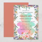 Invitation Baby shower floral du dégradé de l'ours mou (Devant / Derrière)