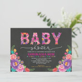 Invitation Baby shower Floral du Jardin de Fiesta (Debout devant)