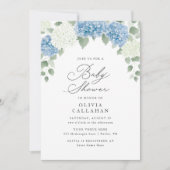 Invitation Baby shower floral Dusty Blue Hydrangea (Devant)