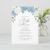 Invitation Baby shower floral Dusty Blue Hydrangea (Debout devant)