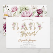 Invitation Baby shower floral élégant (Devant / Derrière)