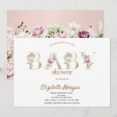 Invitation Baby Shower Floral Élégant (Devant / Derrière)