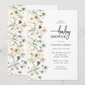 Invitation Baby shower floral élégant (Devant / Derrière)