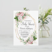 Invitation Baby shower floral élégant en or rose moderne (Debout devant)