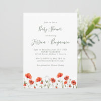 Baby shower floral élégant Red Poppy Garden
