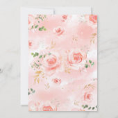 Invitation Baby shower floral élégant - rose et or (Dos)