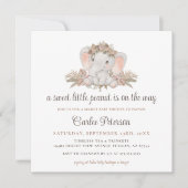 Invitation Baby shower Floral Eléphant Boho mignon (Devant)