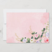 Invitation Baby shower Floral Eléphant Rose Violet Fille (Dos)
