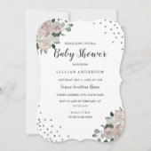 Invitation Baby shower floral en argent clair Conf (Devant)