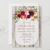 Invitation Baby shower floral en bois de pot de mason rustiqu (Devant)