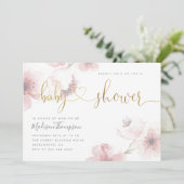 Invitation Baby shower Floral en fleurs de cerisier mou (Debout devant)