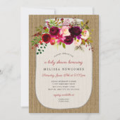 Invitation Baby shower floral en pot de mason rustique (Devant)