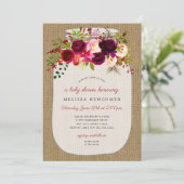 Invitation Baby shower floral en pot de mason rustique (Debout devant)