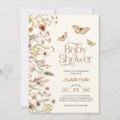 Invitation Baby shower Floral en terre cuite Boho (Devant)