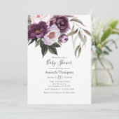 Invitation Baby shower floral en velours profond (Debout devant)