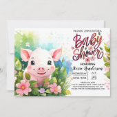 Invitation Baby shower floral enchanté de Piglet Bash (Devant)