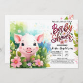 Invitation Baby shower floral enchanté de Piglet Bash (Devant / Derrière)