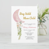 Invitation Baby shower floral et rose pâle (Debout devant)
