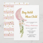 Invitation Baby shower floral et rose pâle (Devant / Derrière)