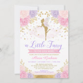 Invitation Baby shower Floral Fairy Pink violet (Devant)