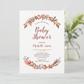 Invitation Baby shower Floral Fall Boy (Debout devant)