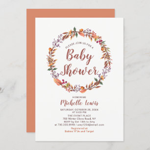 Invitation Baby shower Floral Fall Boy