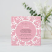 Invitation Baby shower floral fantaisie (blanc/ros (Debout devant)