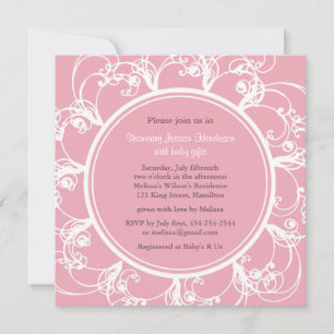 Invitation Baby shower floral fantaisie (blanc/ros