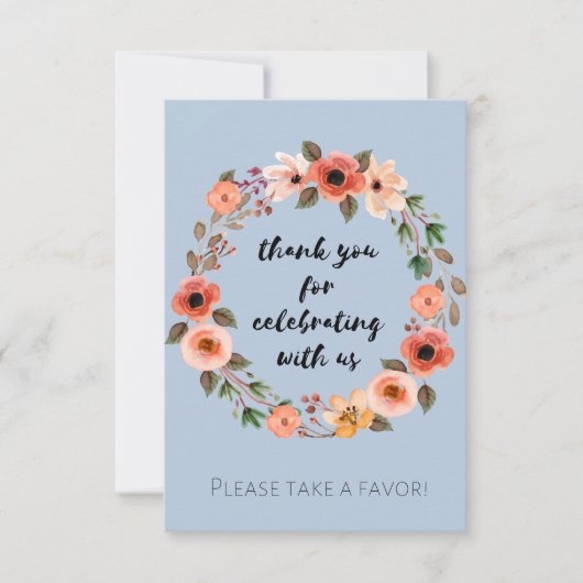 Invitation Baby shower Floral Faveur Signal Merci (Devant)