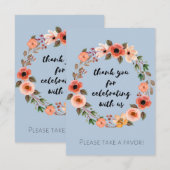 Invitation Baby shower Floral Faveur Signal Merci (Devant / Derrière)