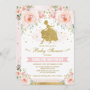 Invitation Baby shower Floral féminin de Cinderella Princess 