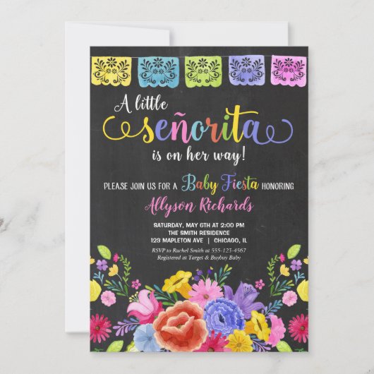 Invitation baby shower Floral Fiesta (Devant)