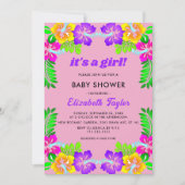 Invitation Baby shower Floral Fille Rose Jaune Blush (Devant)