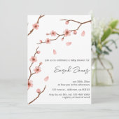 Invitation Baby shower Floral Fleur de Cerisier Ro (Debout devant)