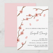Invitation Baby shower Floral Fleur de Cerisier Ro (Devant / Derrière)