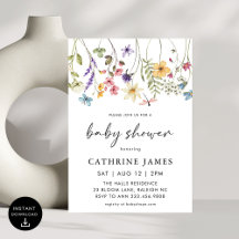 Baby shower Floral Fleur sauvage