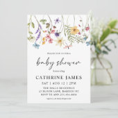 Invitation Baby shower Floral Fleur sauvage (Debout devant)