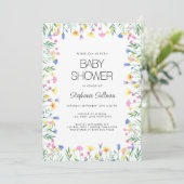 Invitation Baby shower Floral fleur sauvage (Debout devant)
