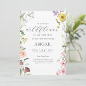 Invitation Baby shower Floral Fleur sauvage Aquarelle moderne (Debout devant)