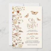 Invitation Baby shower Floral Fleur sauvage Boho (Devant)