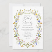 Invitation Baby shower Floral fleur sauvage Boho (Devant)