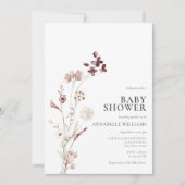 Invitation Baby shower Floral Fleur sauvage Boho (Devant)