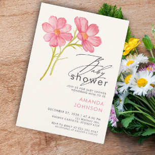 Invitation Baby shower floral Fleur sauvage de Bohême