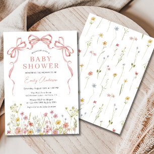 Invitation Baby shower floral Fleur sauvage de fille de la cr