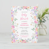 Invitation Baby shower Floral Fleur sauvage d'été (Debout devant)