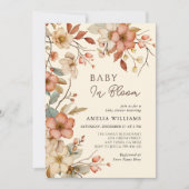 Invitation Baby shower floral Fleur sauvage d'ivoire Boho (Devant)