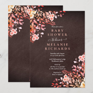 Invitation Baby shower Floral fleur sauvage/Paillettes