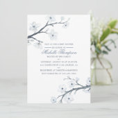 Invitation Baby shower Floral Fleurs de cerisiers (Debout devant)