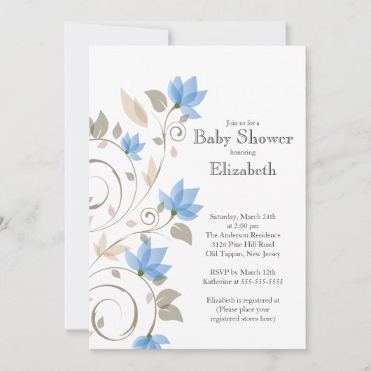 Invitation Baby shower Floral Floral moderne (Devant)