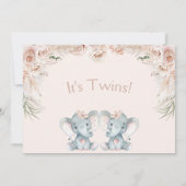 Invitation Baby shower floral flou à deux éléphants (Dos)